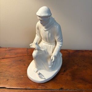 Vintage Monastery Art St. Francis Of Assisi Figurine White Ceramic 1965